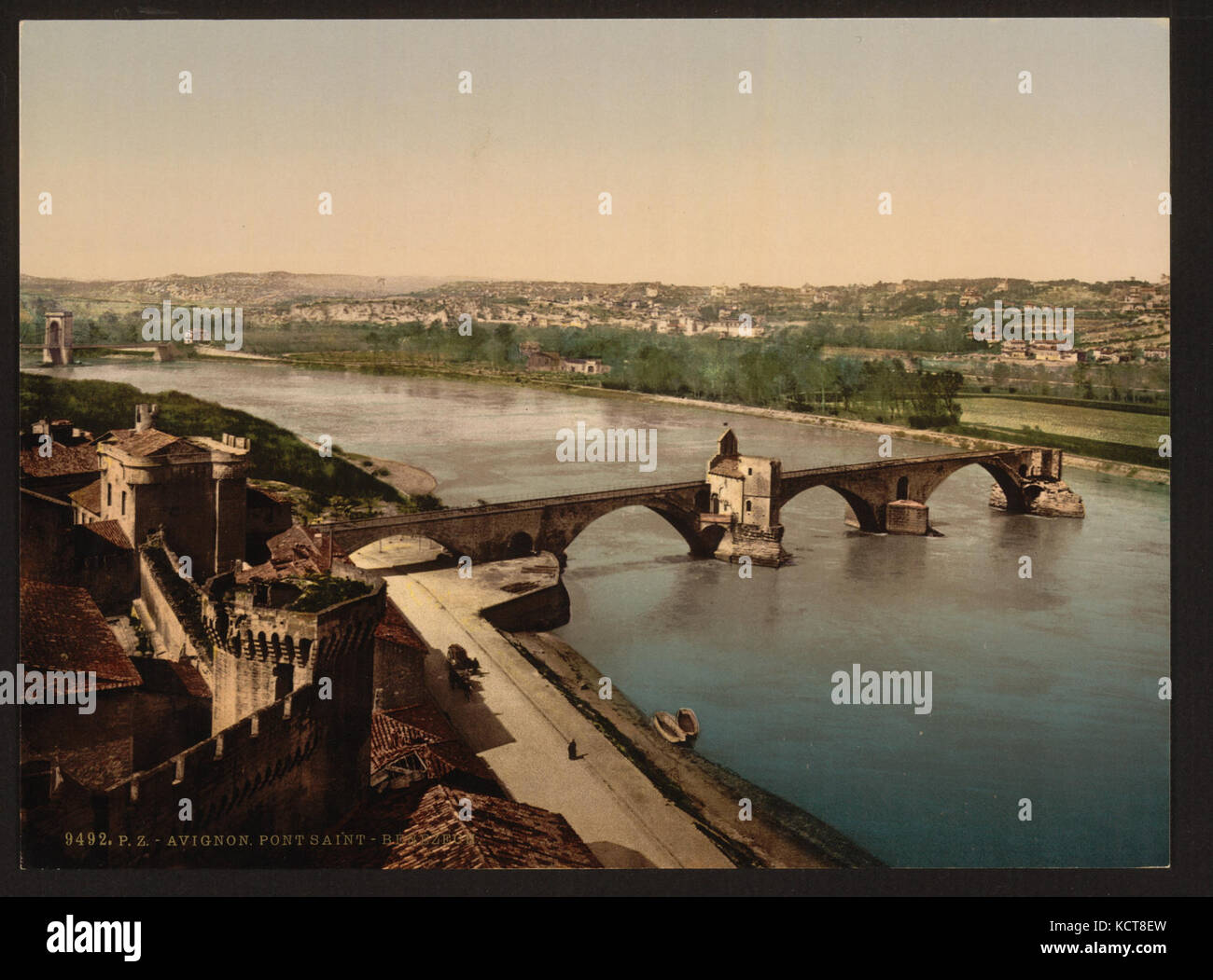 Vista generale e Ponte Benezech, Avignone, Provenza, Francia LCCN2001698584 Foto Stock