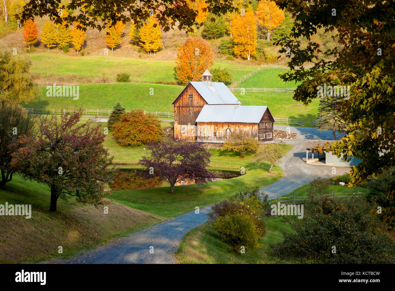 In autunno, la caduta delle foglie a Sleepy Hollow Agriturismo vicino a Woodstock, Vermont, USA Foto Stock