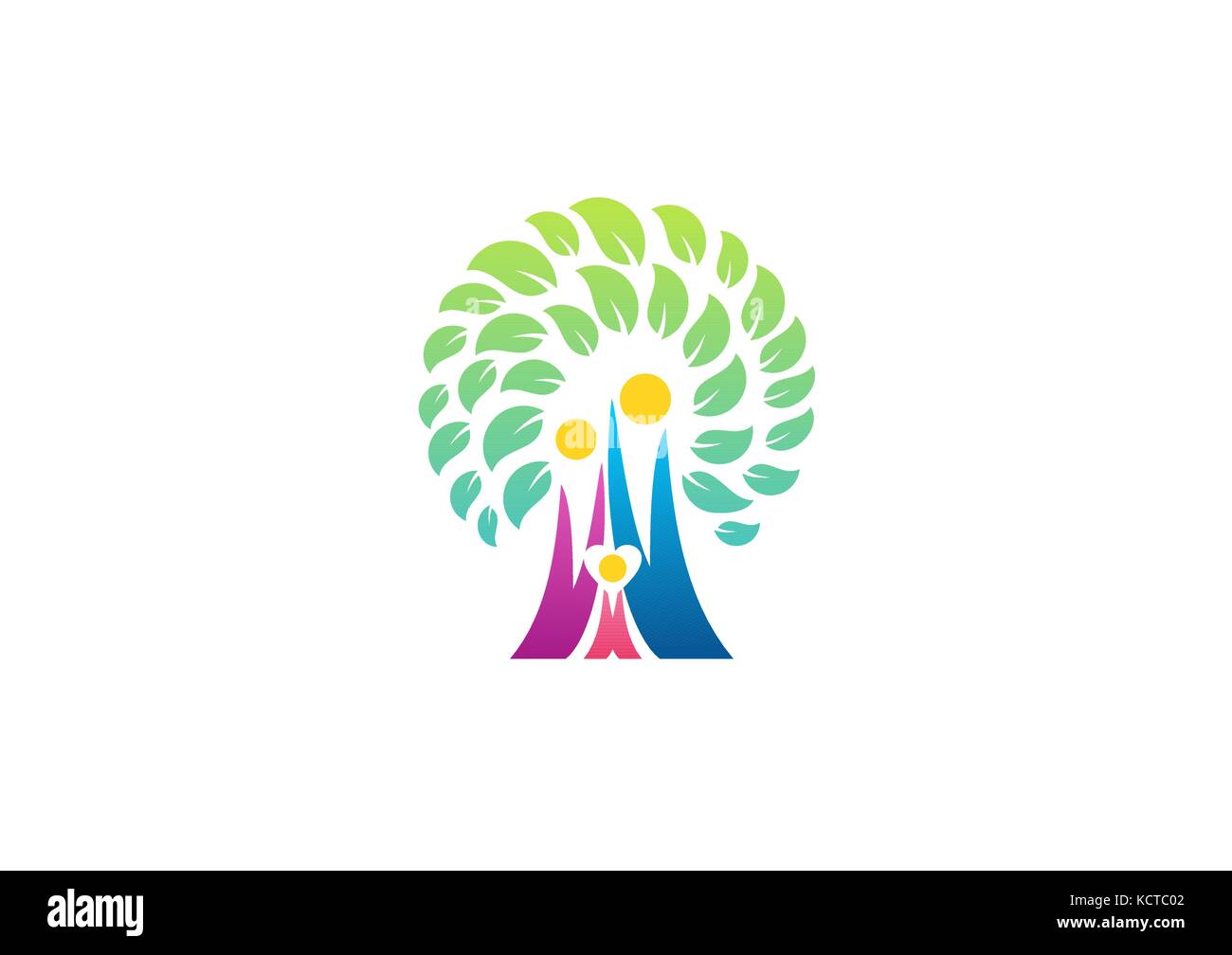 Albero genealogico di parenting icona logo simbolo disegno vettoriale, persone tree wellness family health care logo simbolo icona del design del vettore Illustrazione Vettoriale