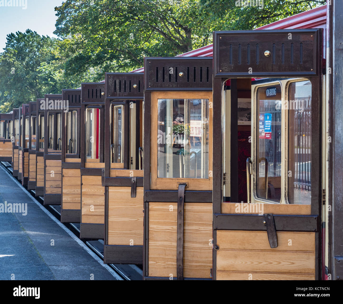 Carrello ferroviario porte a Port Erin Stazione, isola di man. Foto Stock