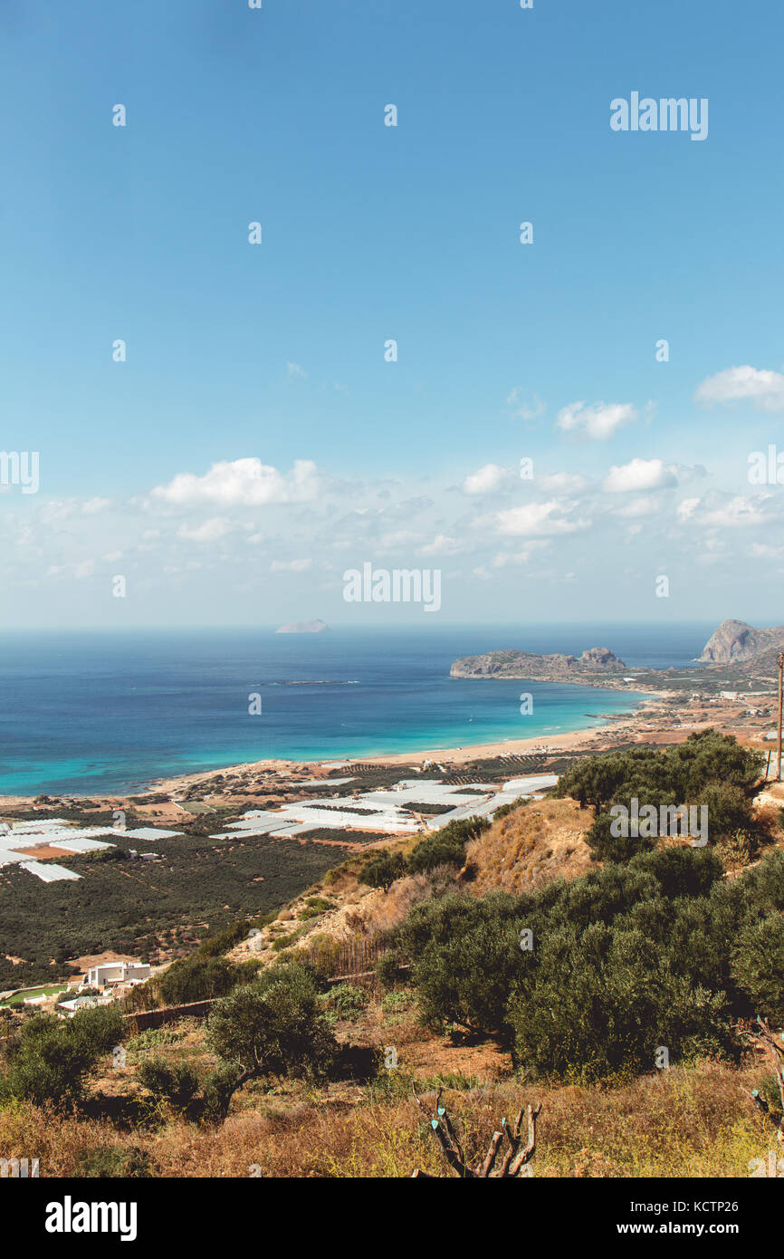 Ottobre 3rd, 2017, falasarna, Creta, Grecia - vista della spiaggia di falasarna, un antico porto greco città sulla costa nord occidentale di Creta. Foto Stock