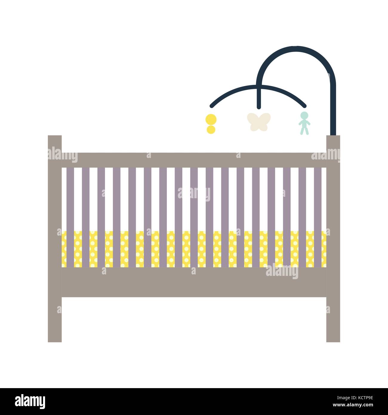 Culla per neonato e giocattolo mobile. Illustrazione Vettoriale