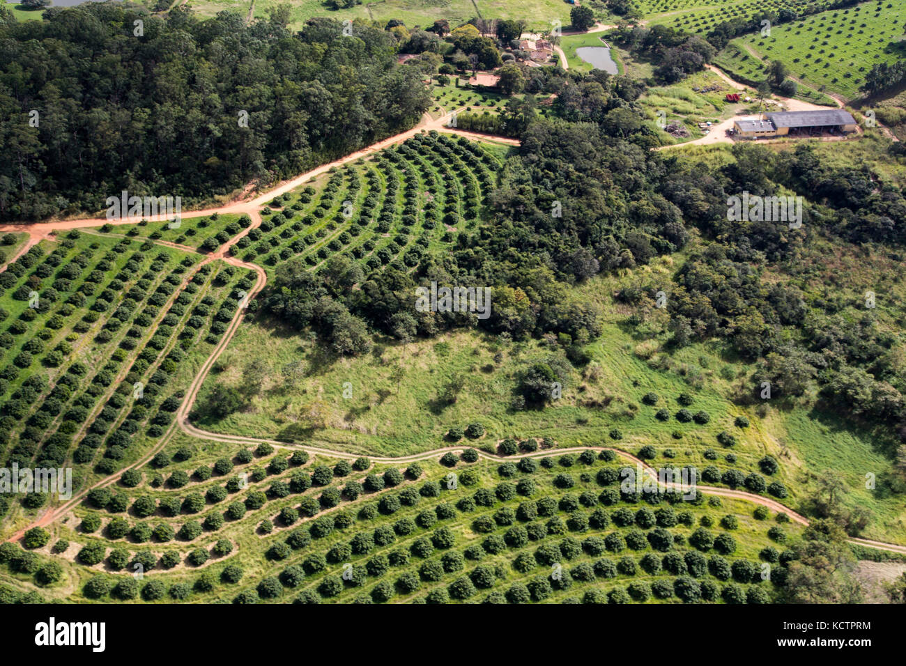 Veduta aerea di una fattoria a Jundiaí - Brasile Foto Stock