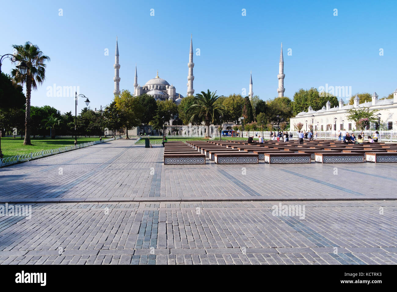 Istanbul, Turchia- Settembre 19, 2017: esterno della Moschea Blu, istanbul più rappresentative moschea, visitato da milioni di turisti Foto Stock