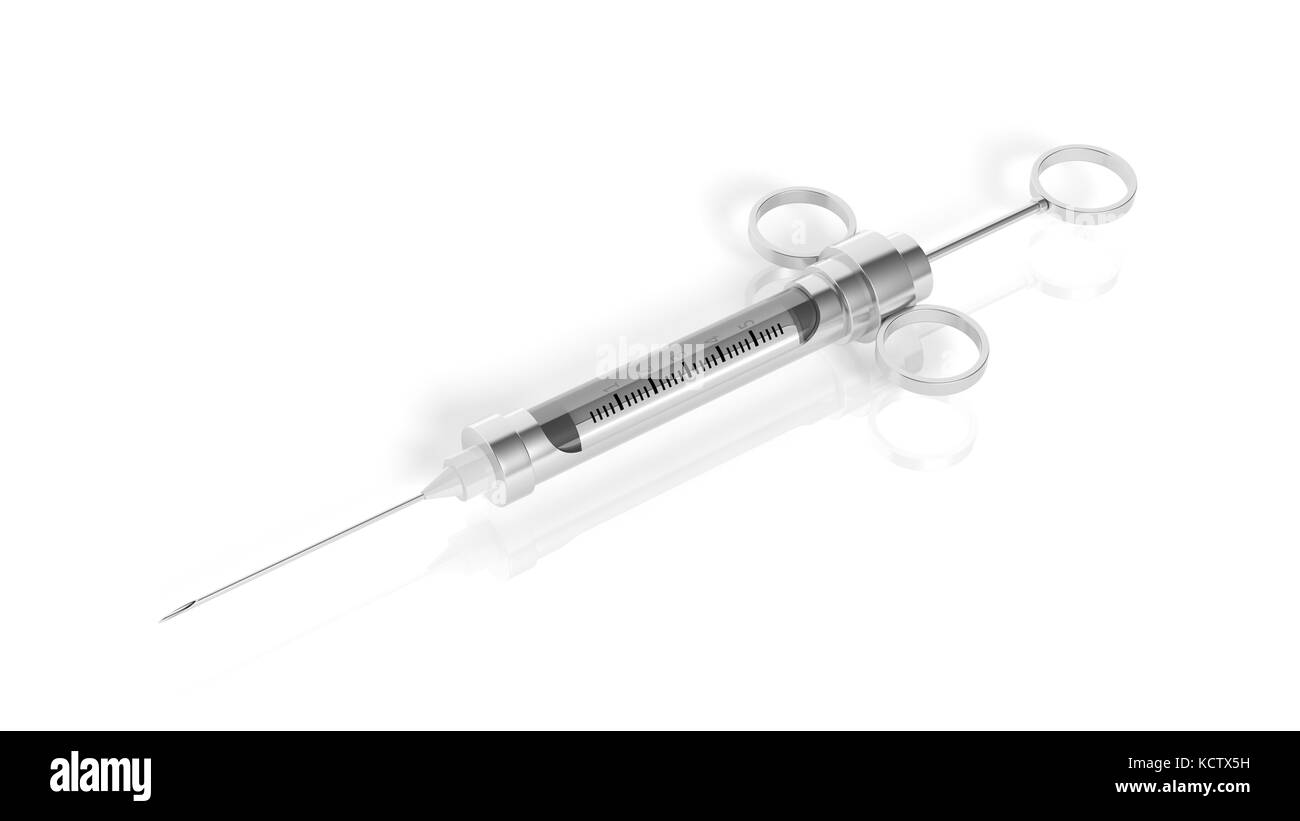 In acciaio inox siringa dentale isolati su sfondo bianco Foto Stock