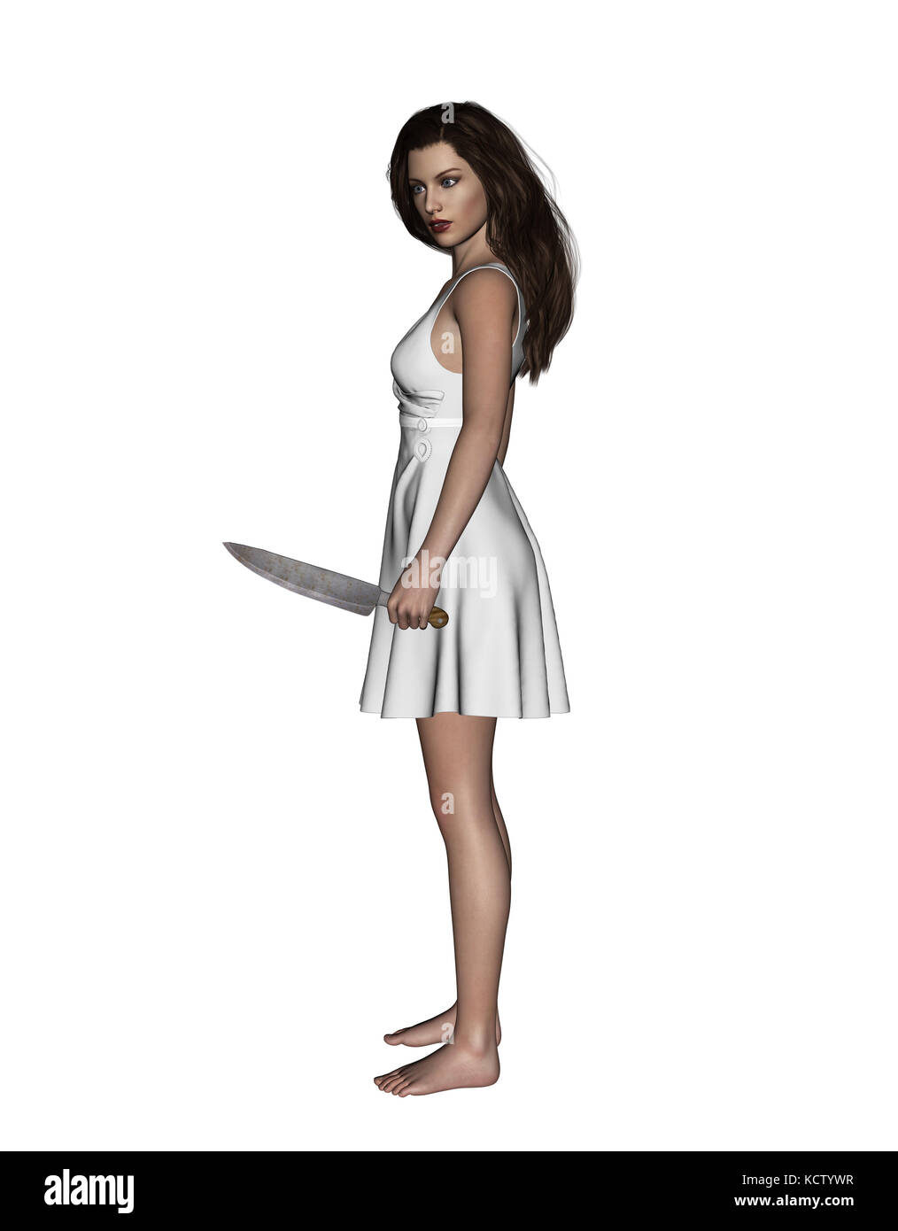 È tempo di vendetta,3d illustrazione della donna con coltello,Concept e idee sfondo per la copertina del libro o film horror poster Foto Stock