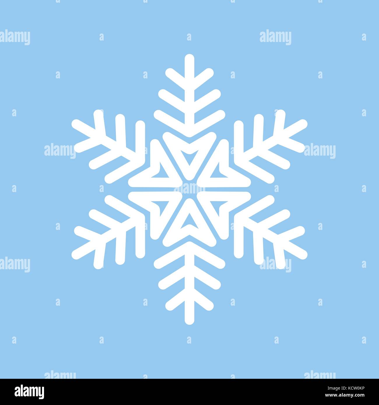 Il simbolo del fiocco di neve di vettore bianco su blu isolato Illustrazione Vettoriale