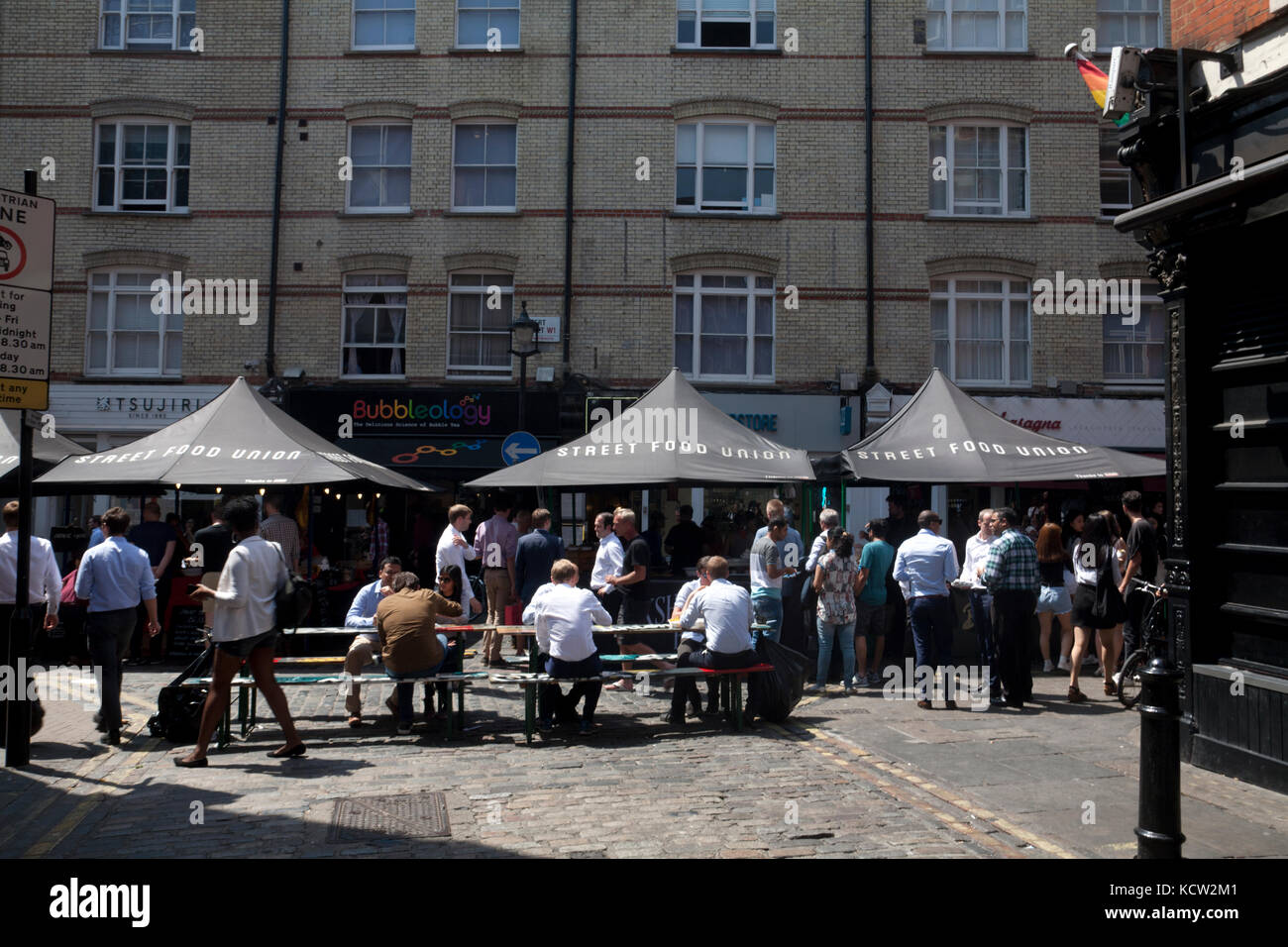 Cucina di strada europea rupert street soho London Inghilterra England Foto Stock