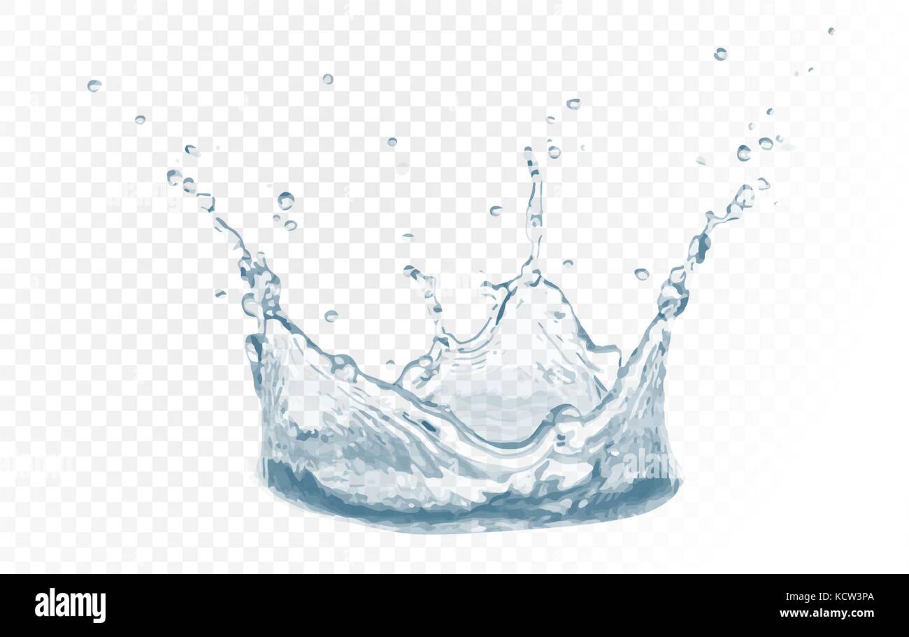 Vettore di acqua splash con riflessione. blu spray di acqua con gocce isolate. 3d illustrazione vettore. aqua sfondo di superficie Illustrazione Vettoriale
