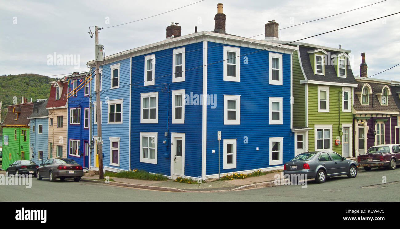 Casa colorati di jelly bean Riga, San Giovanni, Terranova e Labrador, Canada Foto Stock