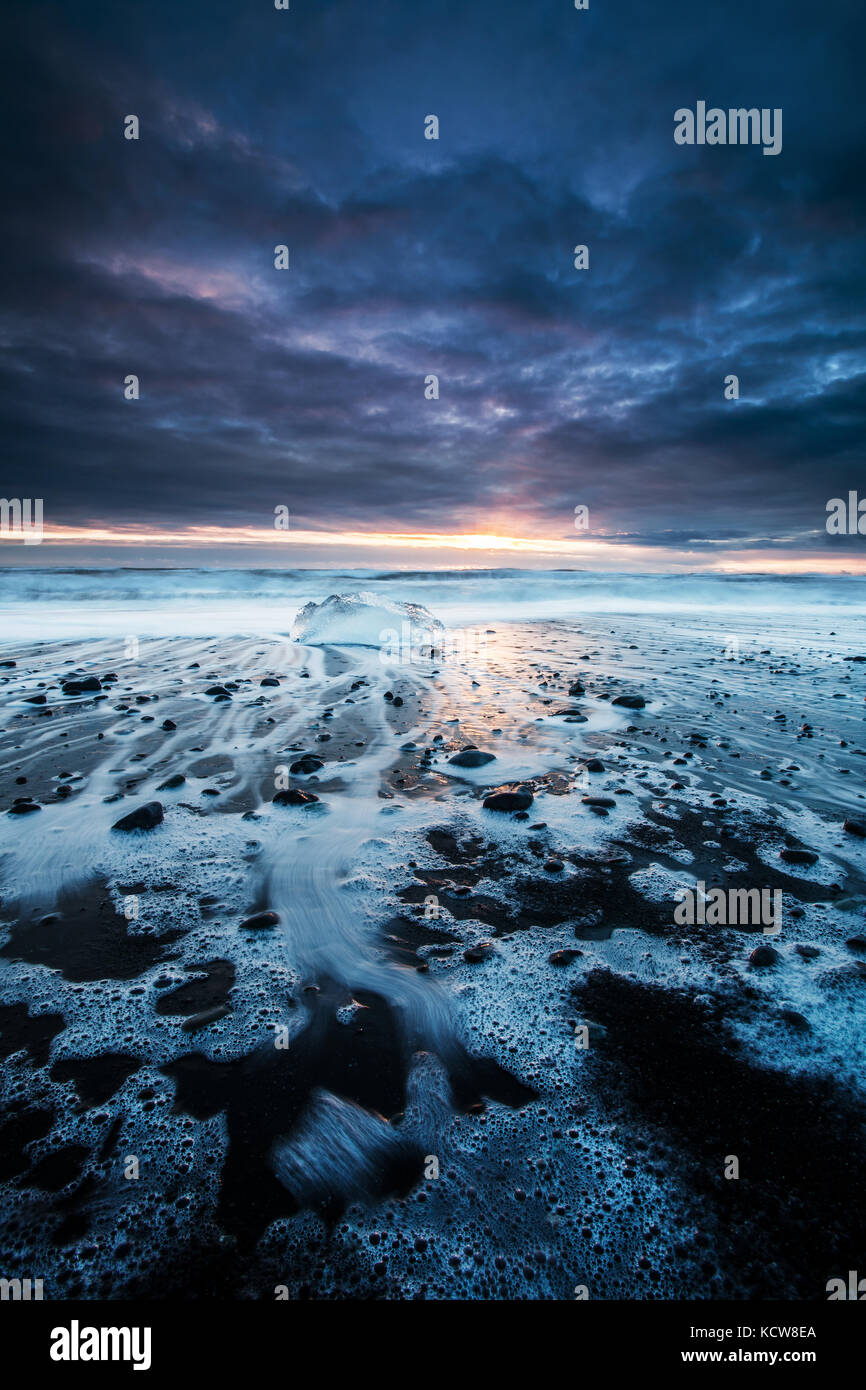 Jokulsarlon ghiacciaio Beach Foto Stock