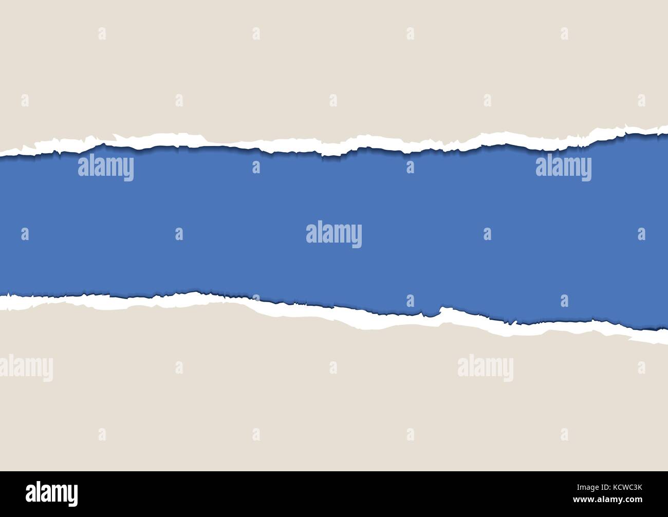 Carta strappata vettore, con un gap che mostra uno sfondo blu Illustrazione Vettoriale