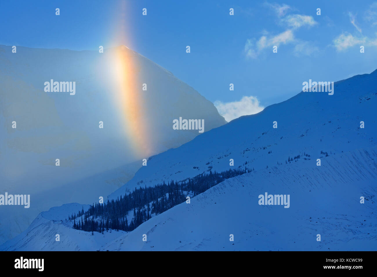 Alone parziale al Ghiacciaio Athabasca. nelle montagne rocciose canadesi , Jasper National Park, Alberta, Canada Foto Stock