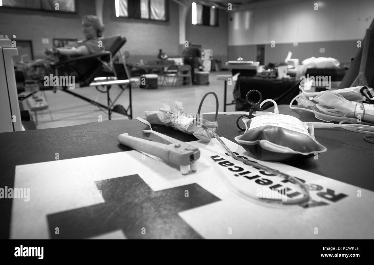 I soldati della Guardia Nazionale del South Carolina donano sangue durante una "Blood Drive" tenuta presso l'armeria della Guardia Nazionale del Sud Carolina situata su Bluff Road il 19 gennaio 2017, Columbia, S.C. (U.S. Guardia Nazionale dell'esercito foto di staff Sgt. Roberto di Giovine/rilasciato) Foto Stock