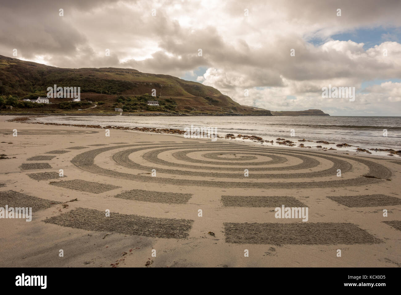 Calgary Bay arte nella sabbia, Isle of Mull, Scozia Foto Stock