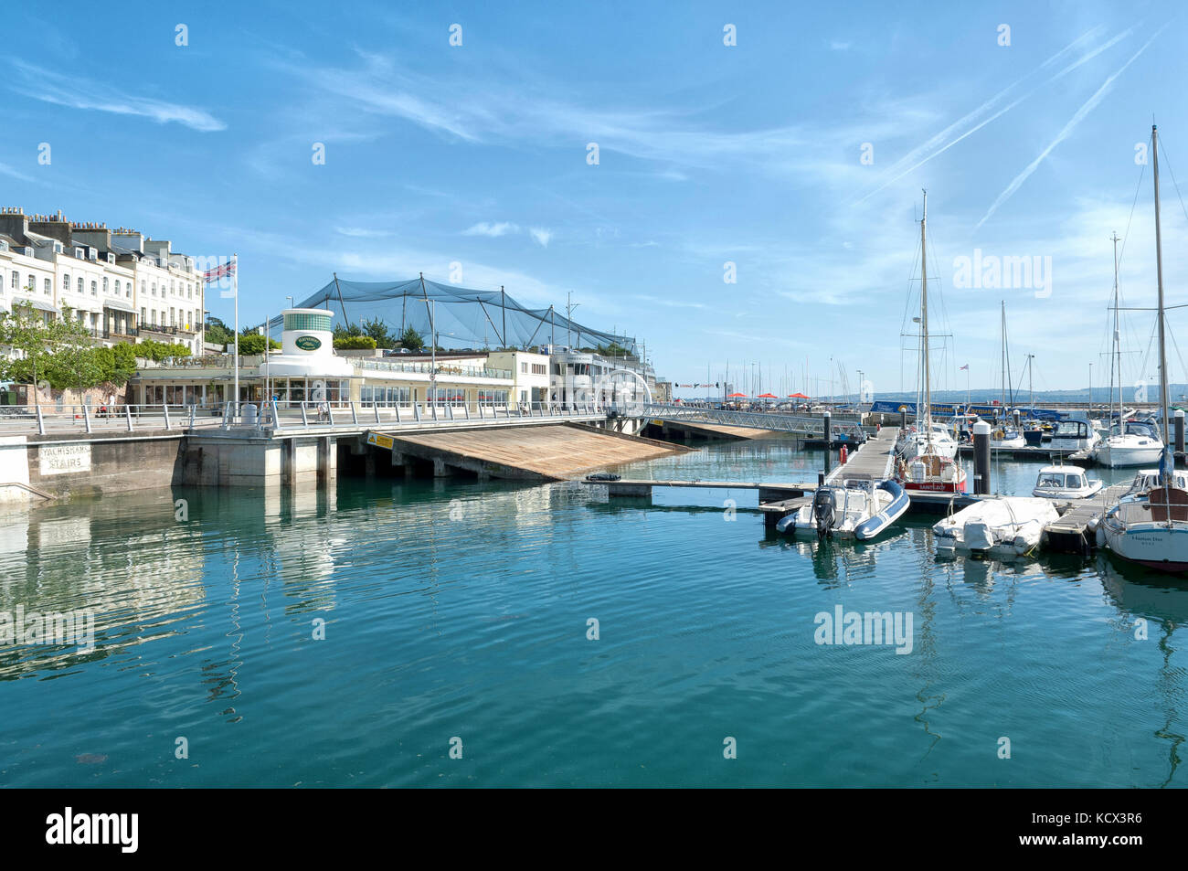 Palchi di atterraggio della seconda guerra mondiale e porticciolo a Beacon Quay, Torquay. Costruito per l'imbarco delle truppe americane per l'operazione Overlord Foto Stock