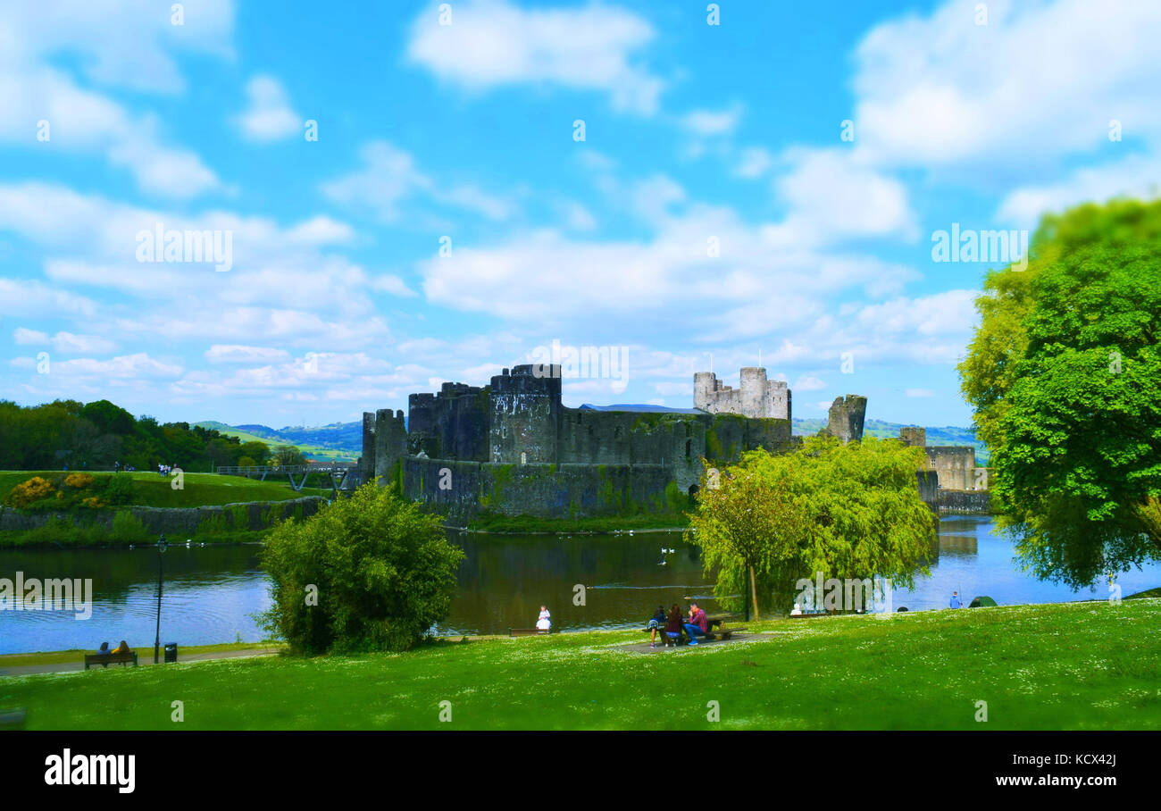 Castello di Caerphilly Foto Stock