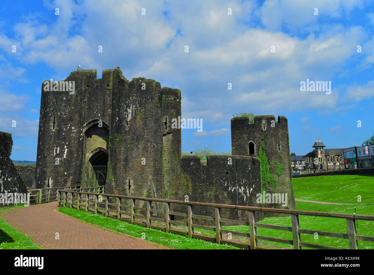 Castello di Caerphilly Foto Stock