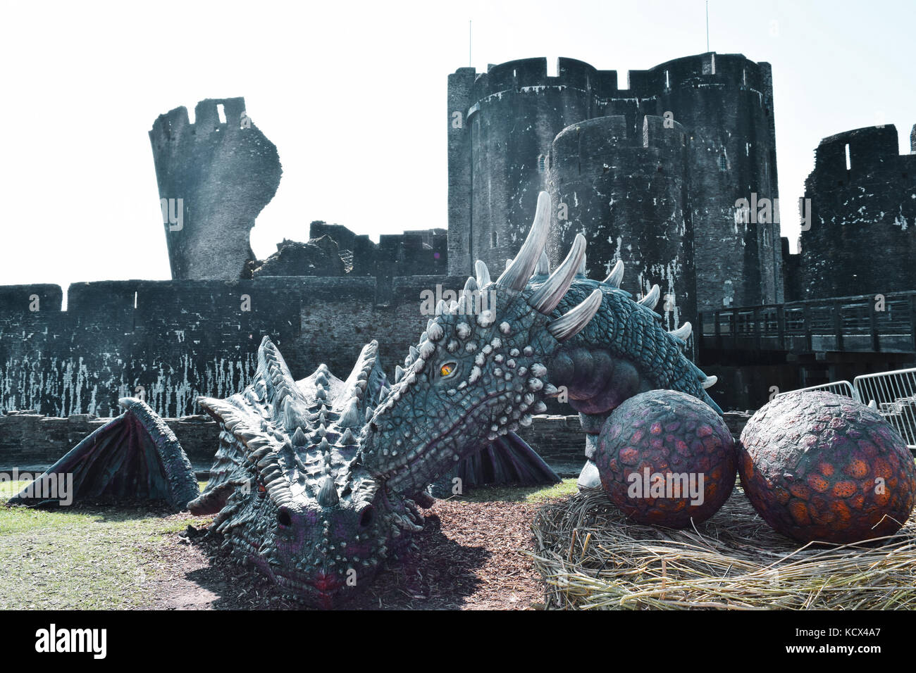 Castello di Caerphilly Foto Stock