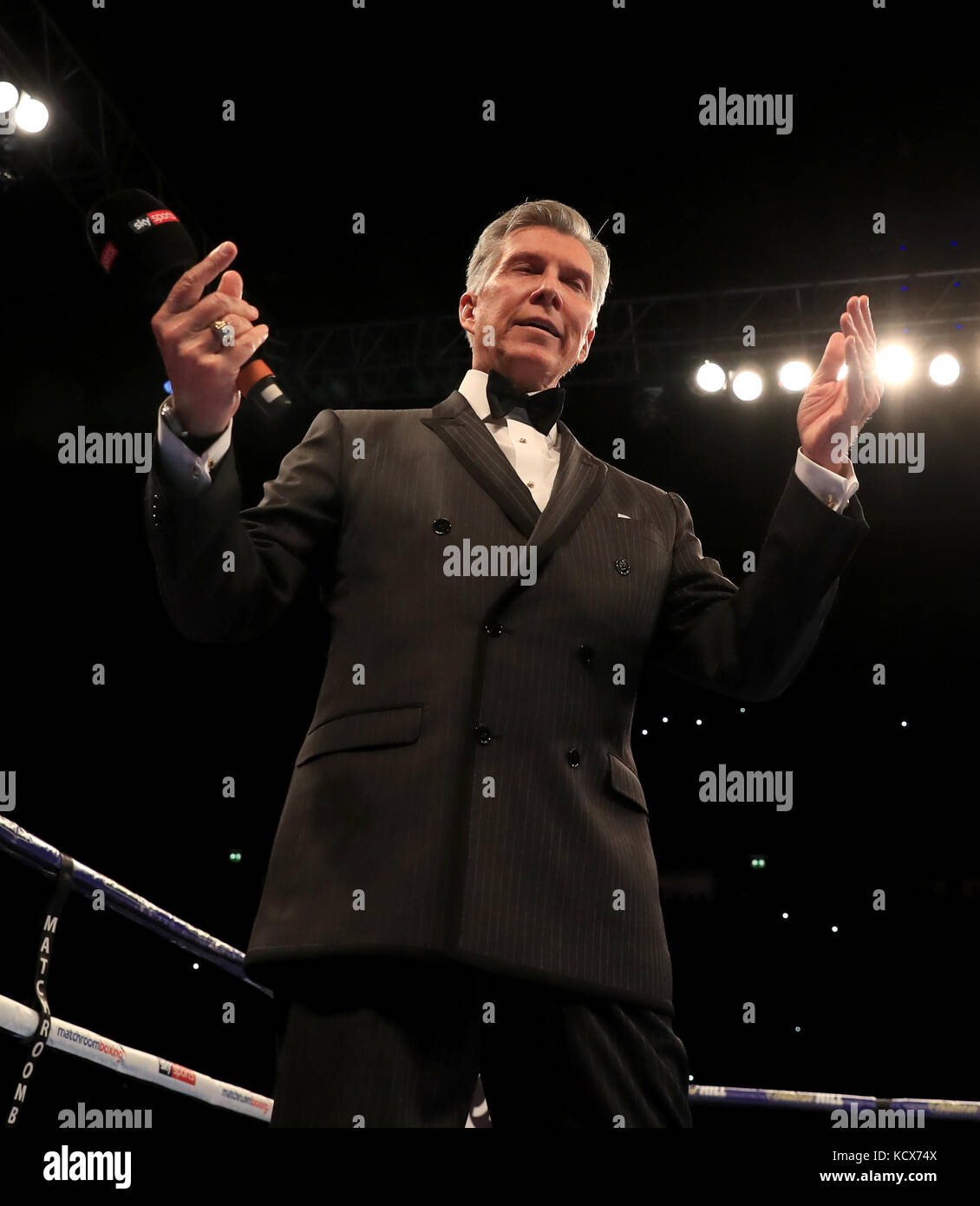 L'annunciatore dell'anello Michael buffer alla Manchester Arena. Foto Stock