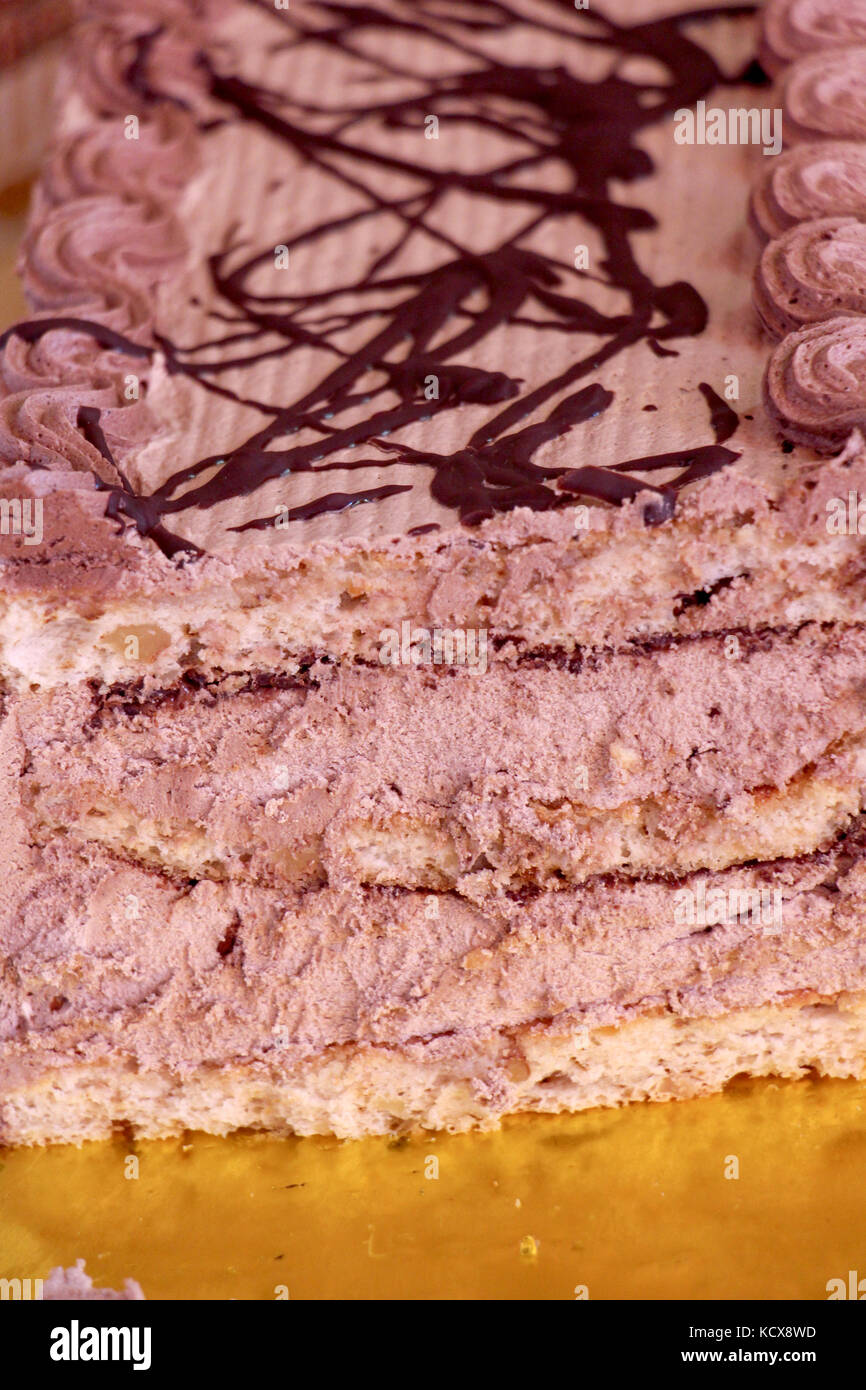 Immagine di una gustosa torta , macro, texture, cioccolato Foto Stock