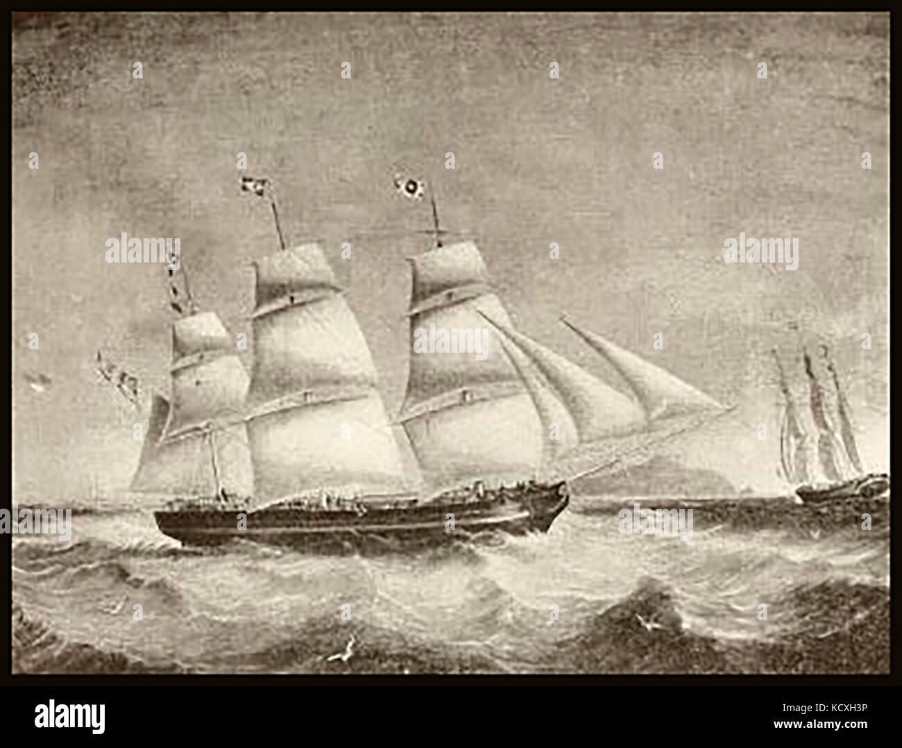 La 630 ton noi nave COLUMBIANA di Boston costruito a Medford nel 1837 e abbandonate in mare 1851 Foto Stock