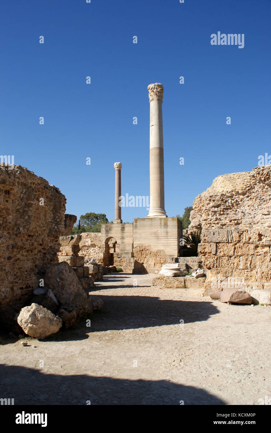 Le antiche rovine del Antonine complesso di bagno di Cartagine, Tunisi, Tunisia Foto Stock