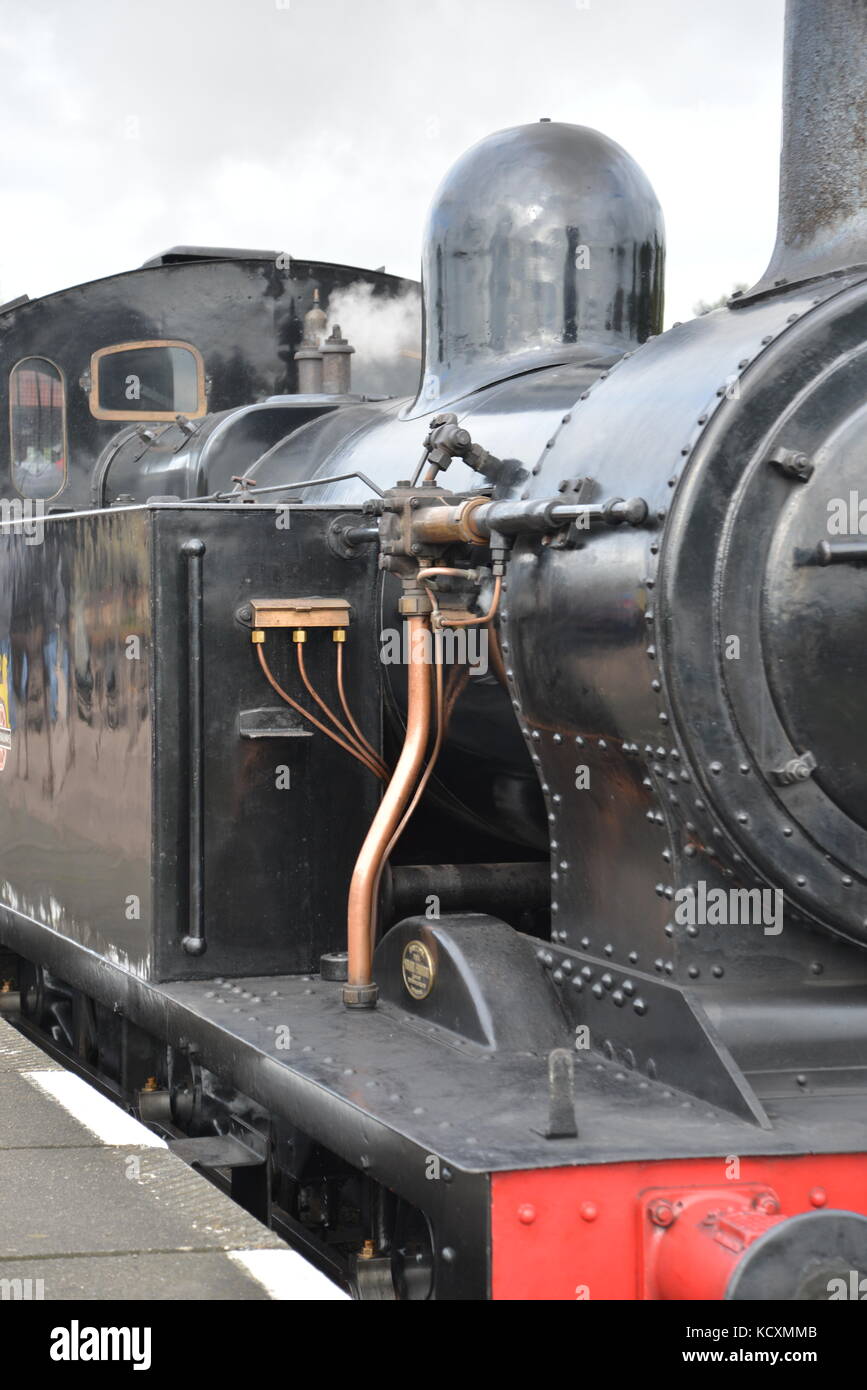 Locomotiva a vapore in corrispondenza di una Grande Stazione Centrale Ferroviaria di Gala di vapore, Quorn Stazione, Loughborough Foto Stock