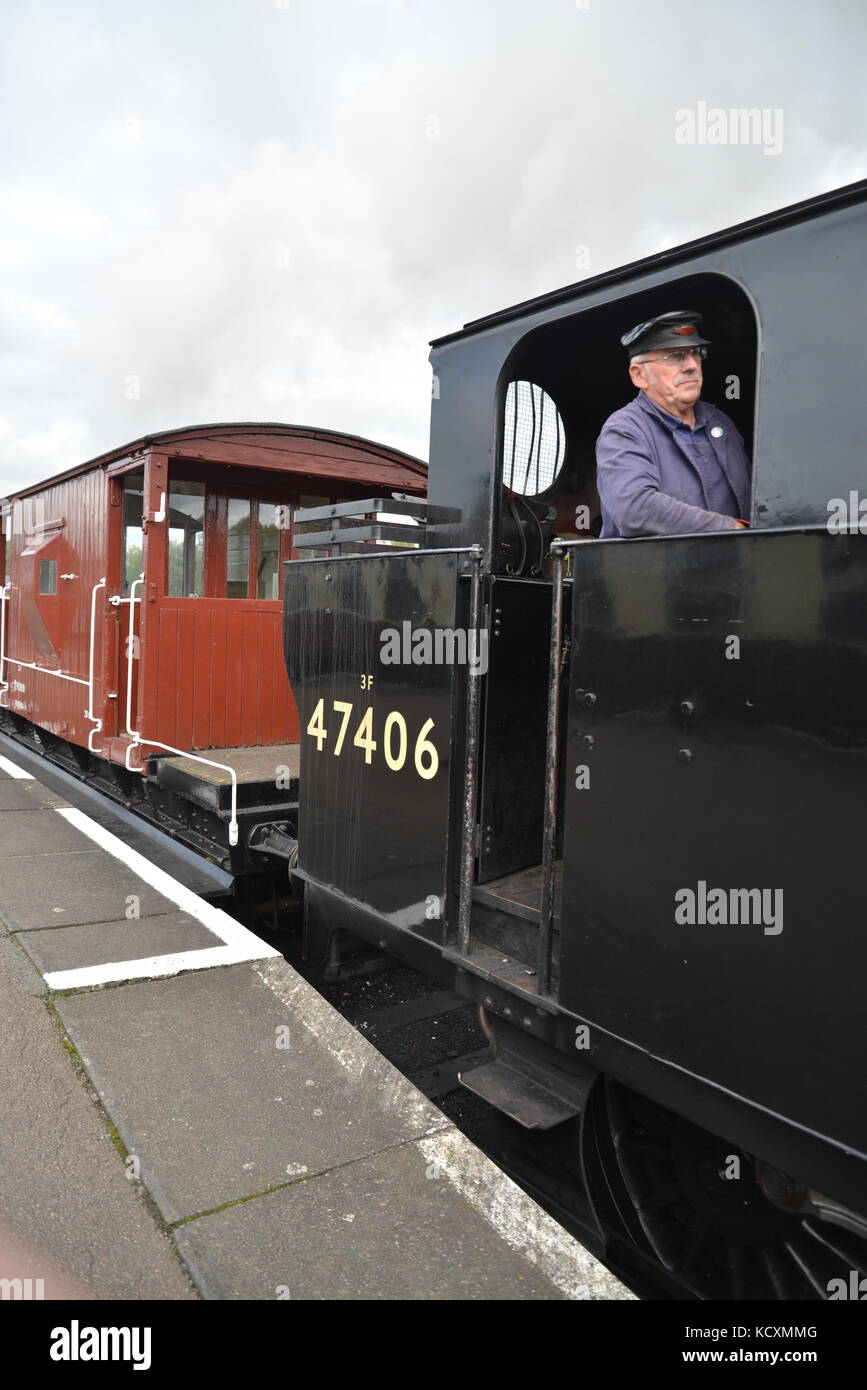 Locomotiva a vapore in corrispondenza di una Grande Stazione Centrale Ferroviaria di Gala di vapore, Quorn Stazione, Loughborough Foto Stock