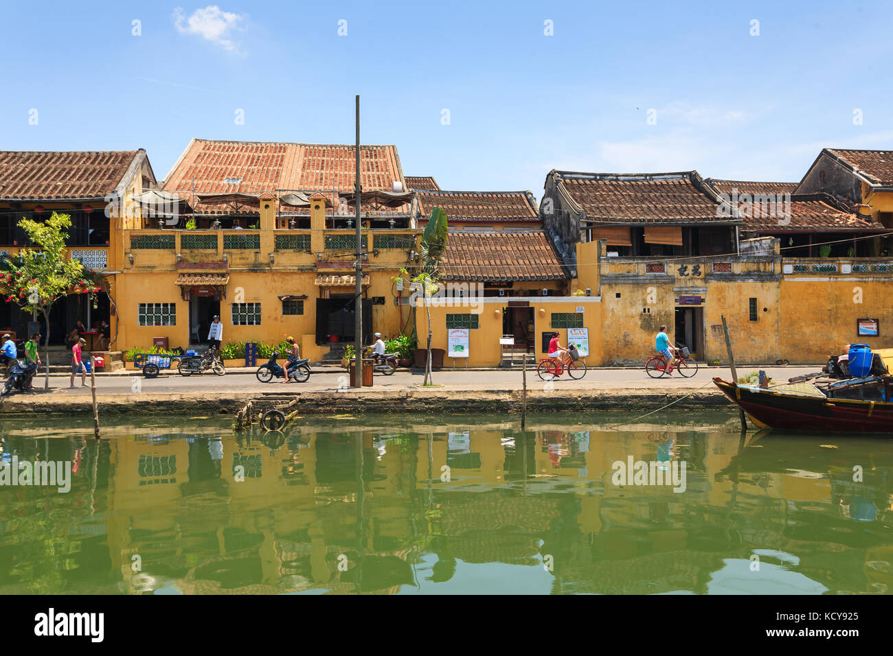 Antica città di Hoi An, Thu Bon, Riverside, Quang Nam, Vietnam. Hoi An è riconosciuta come patrimonio mondiale dall'UNESCO. Foto Stock
