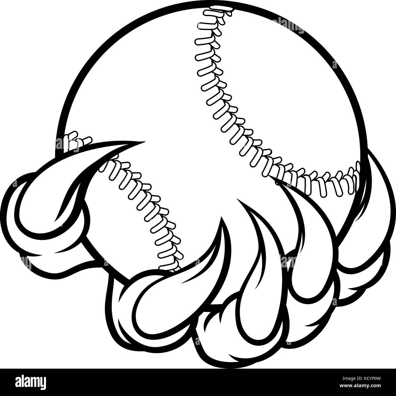 Monster claw tenendo palla da baseball Illustrazione Vettoriale