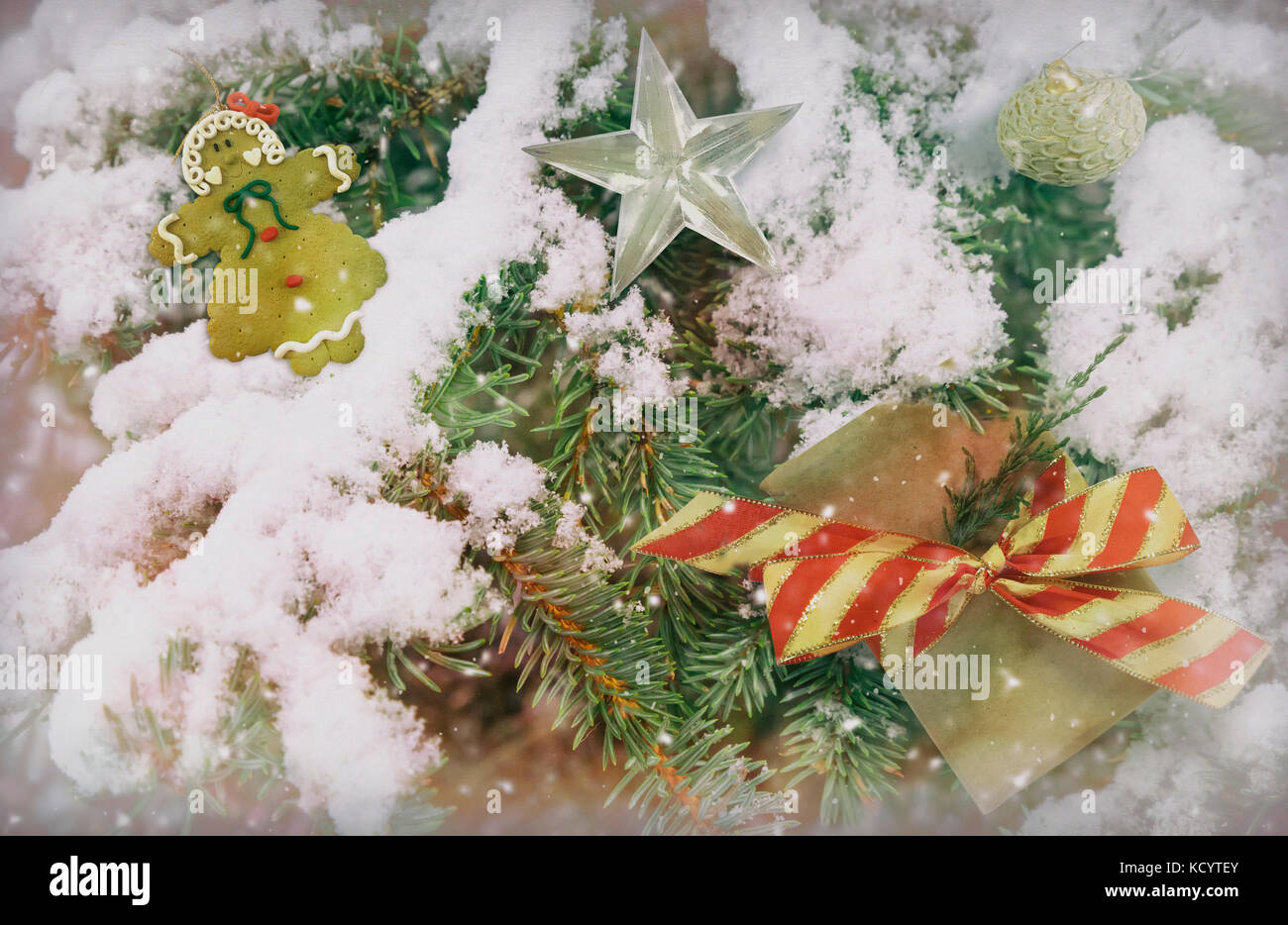 Le decorazioni su albero di Natale Foto Stock