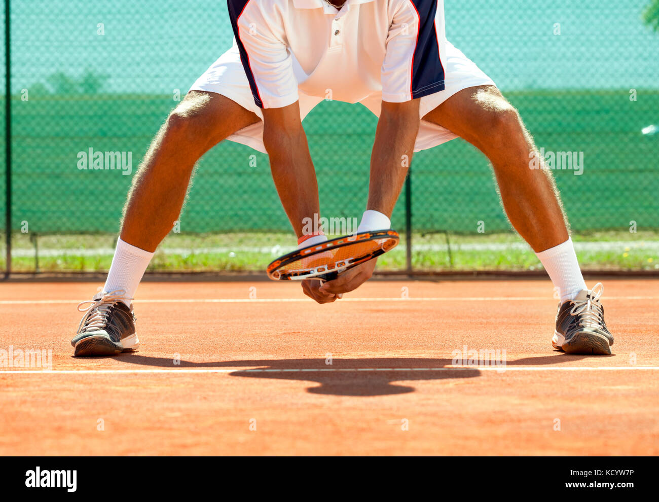 Campo da tennis in terra battuta e player concept Foto Stock
