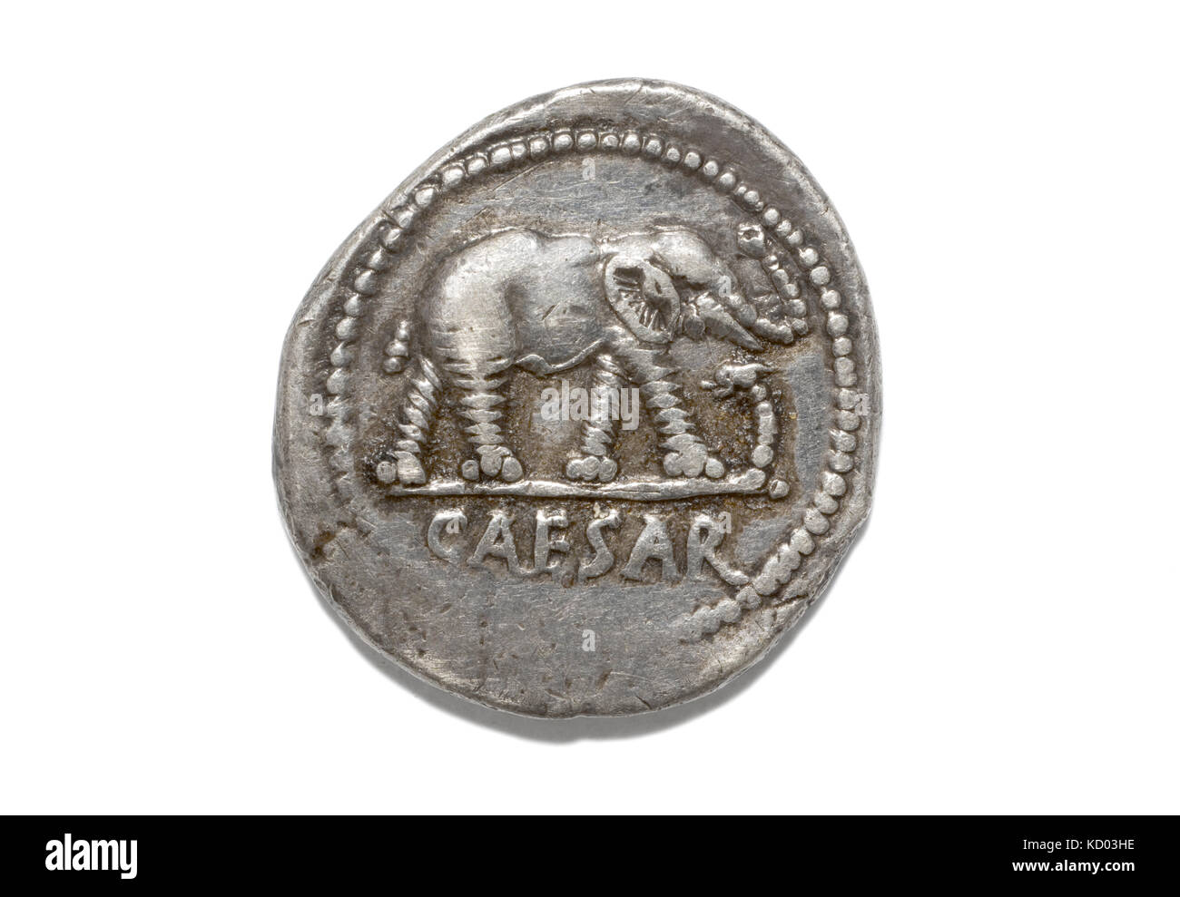 Moneta romana di Giulio Cesare Foto Stock