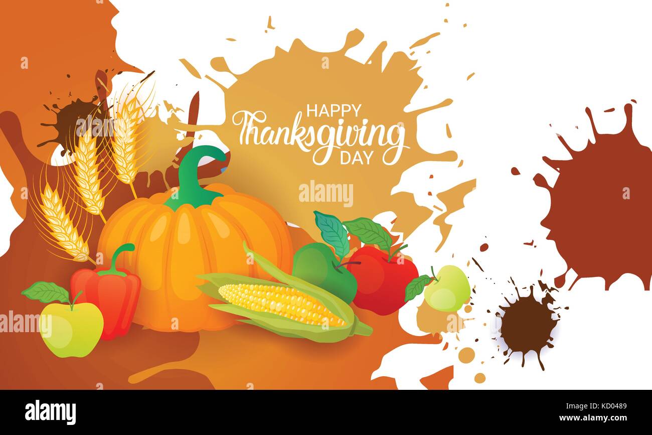 Felice giorno del ringraziamento autunno vendemmia tradizionale messaggio di saluto festivo card Illustrazione Vettoriale