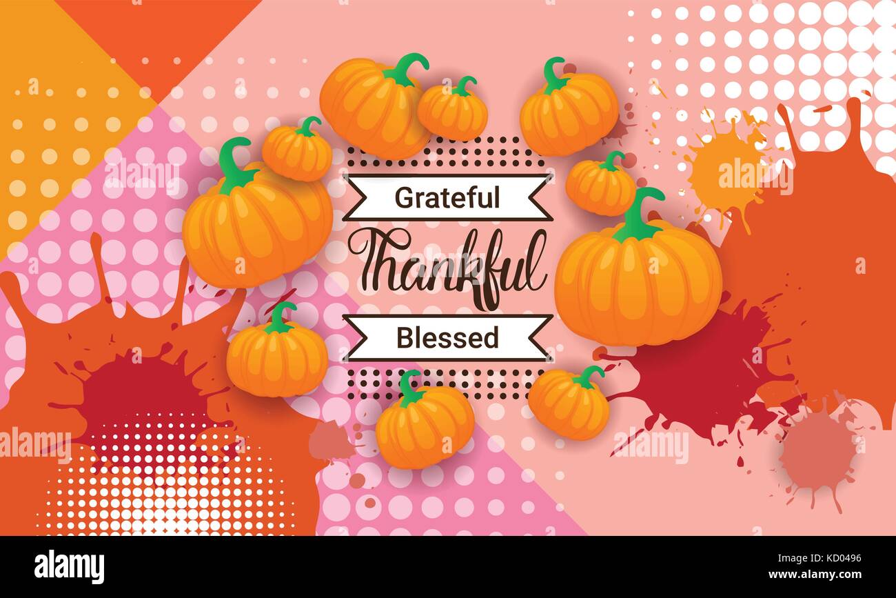 Felice giorno del ringraziamento autunno vacanza tradizionale biglietto di auguri Illustrazione Vettoriale