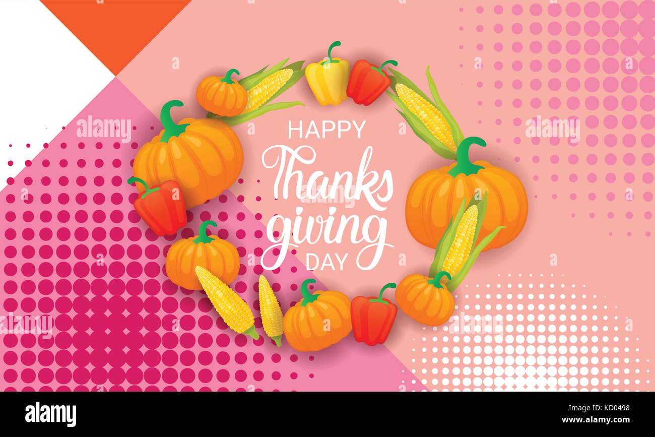 Felice giorno del ringraziamento autunno vacanza tradizionale biglietto di auguri Illustrazione Vettoriale