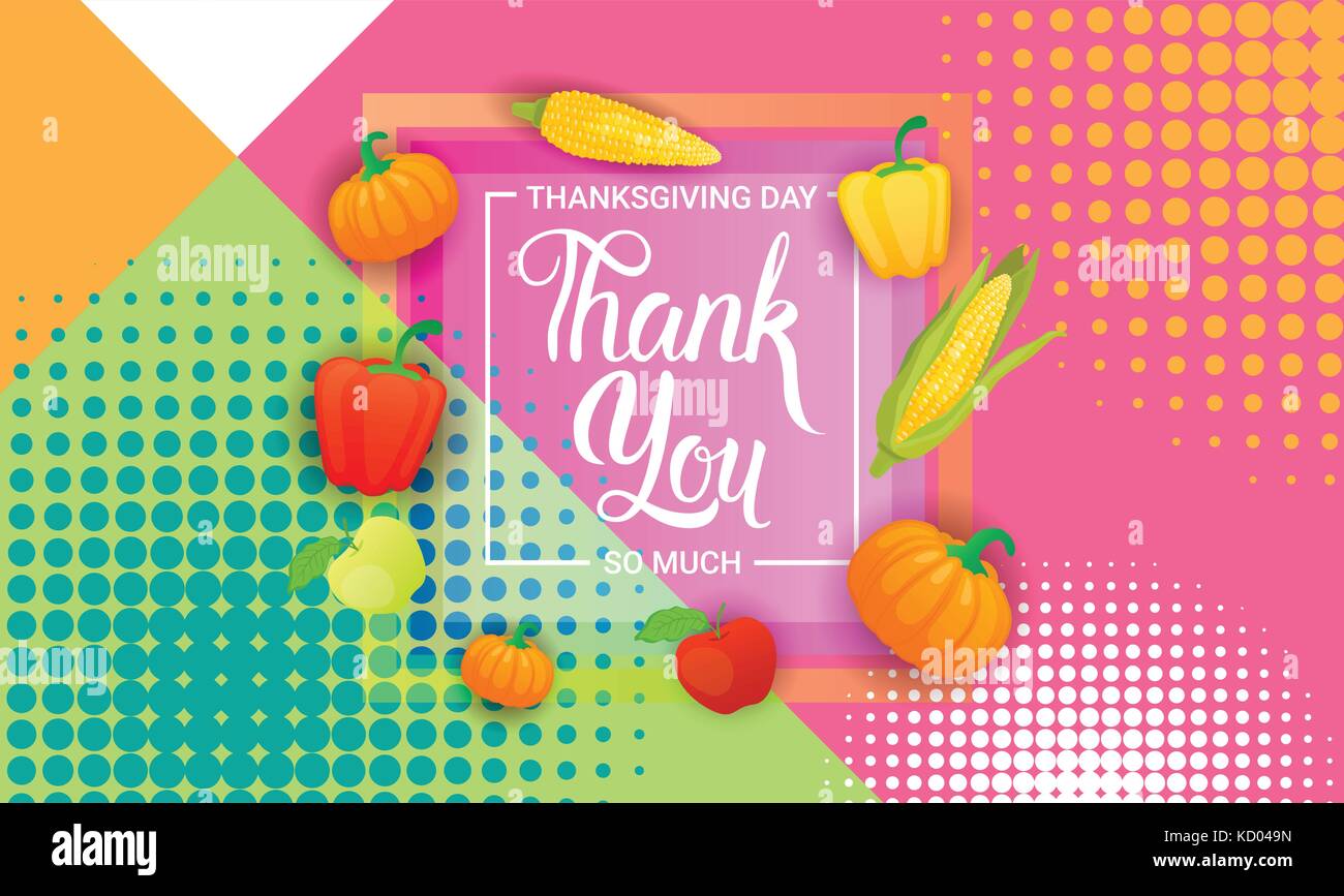 Felice giorno del ringraziamento autunno vacanza tradizionale biglietto di auguri Illustrazione Vettoriale