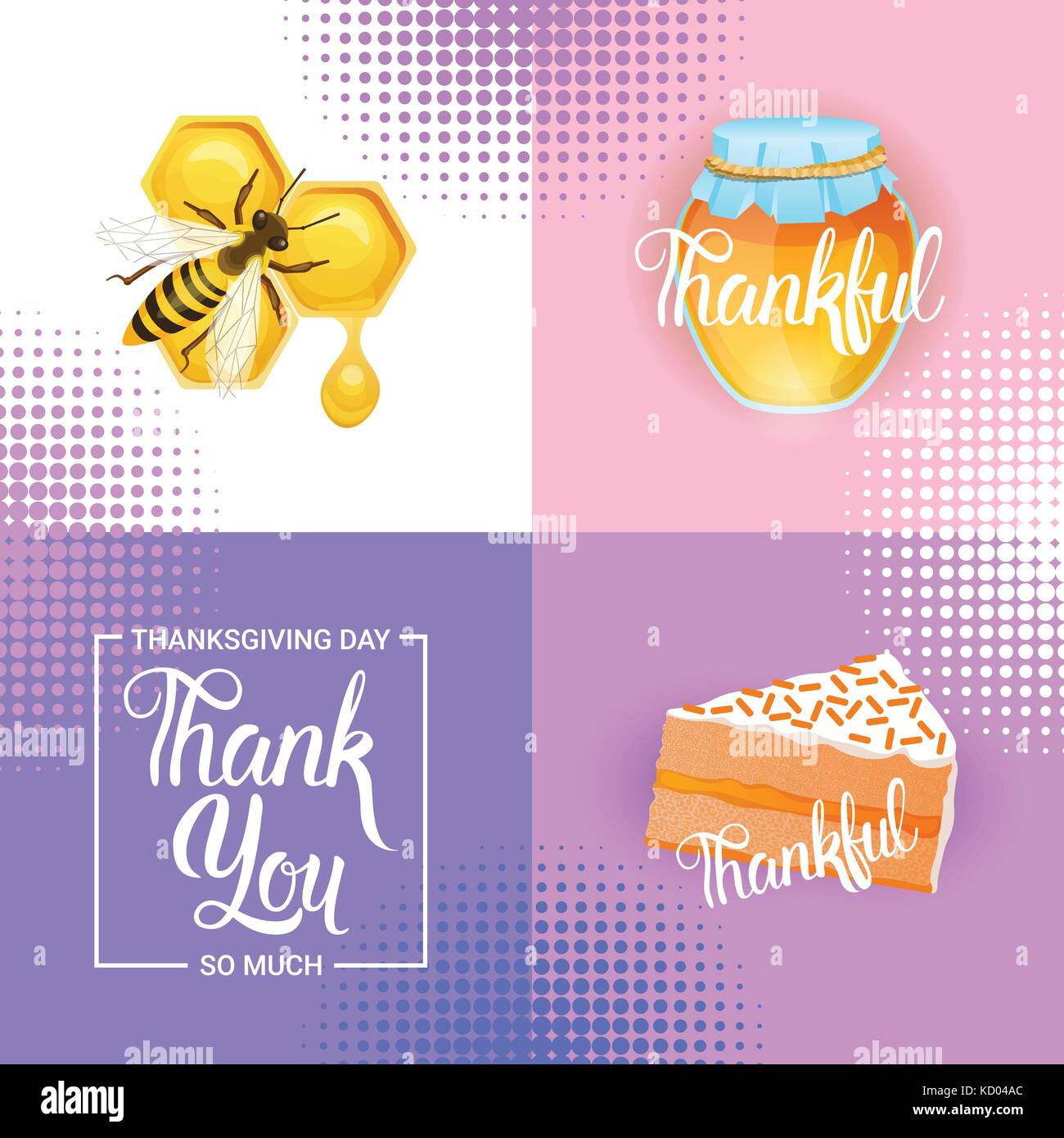 Felice giorno del ringraziamento autunno vacanza tradizionale biglietto di auguri Illustrazione Vettoriale