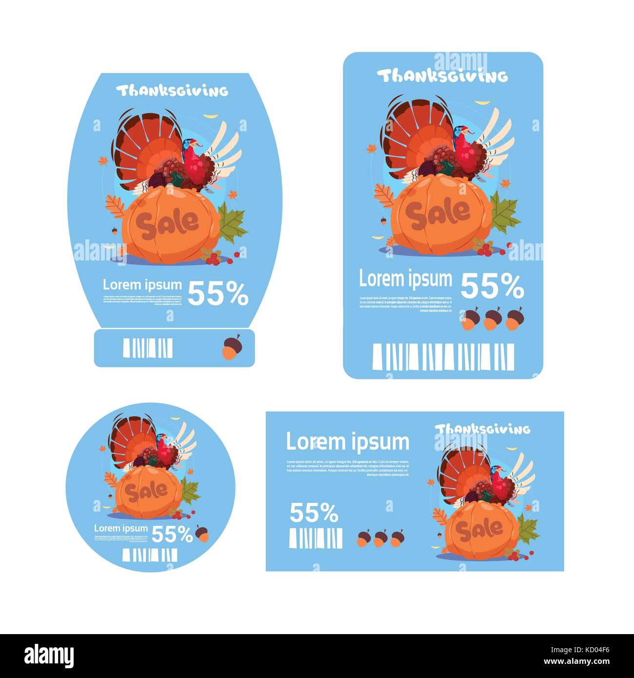 Vendita giorno del ringraziamento tag impostare autunno vacanza prezzo scontato promozione raccolta icona Illustrazione Vettoriale