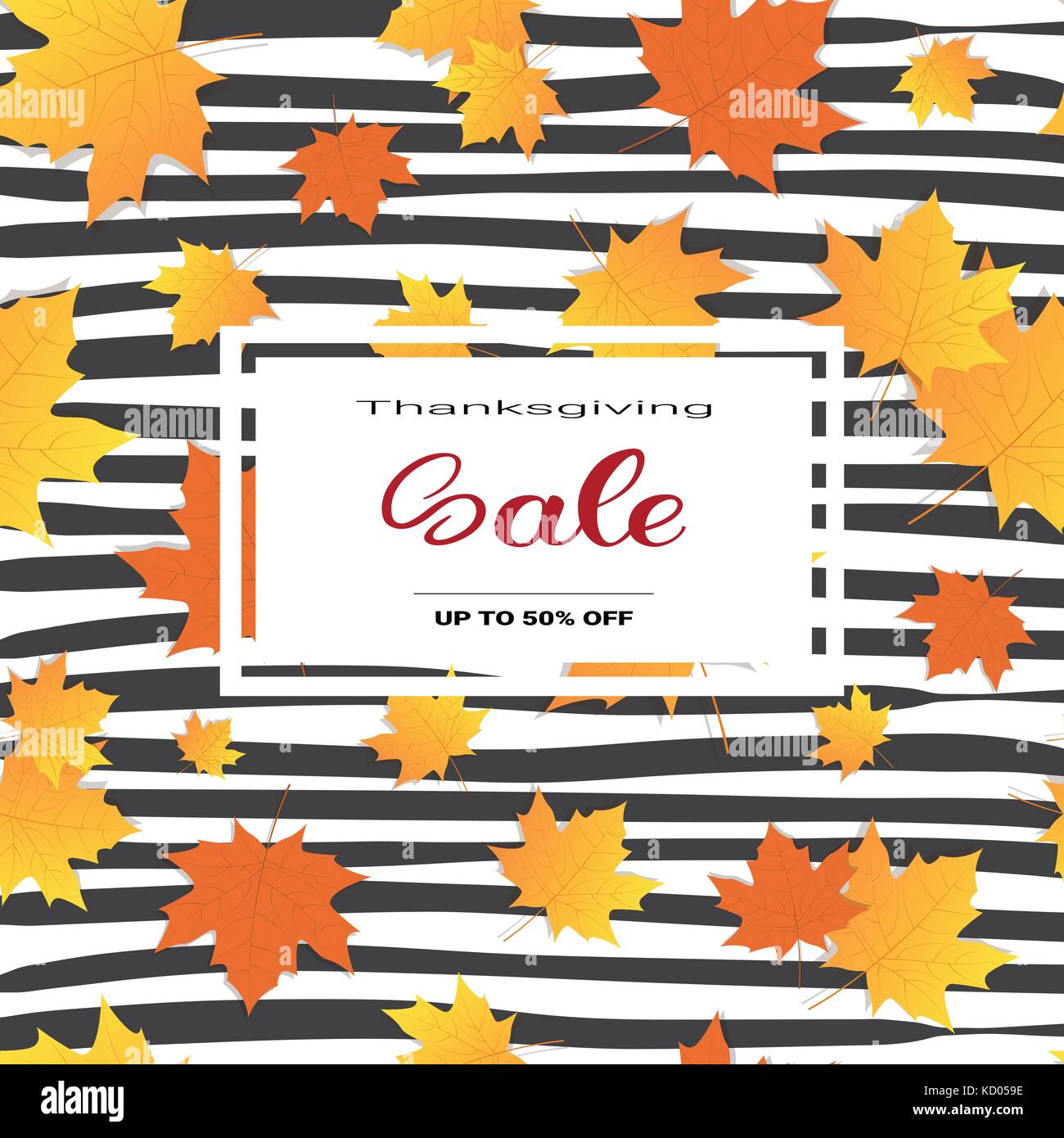 La Giornata del ringraziamento vendita tradizionale autunno di shopping delle feste stagionali sconto prezzo off banner Illustrazione Vettoriale