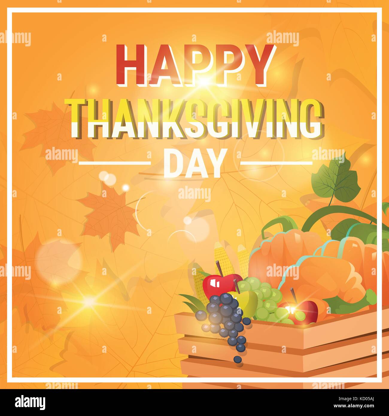 Felice giorno del ringraziamento autunno vacanza tradizionale biglietto di auguri Illustrazione Vettoriale