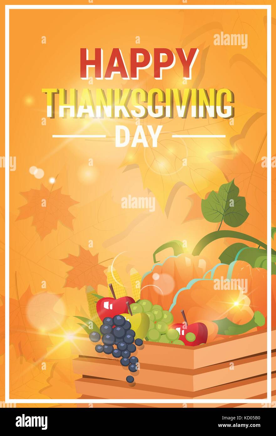 Felice giorno del ringraziamento autunno vacanza tradizionale biglietto di auguri Illustrazione Vettoriale