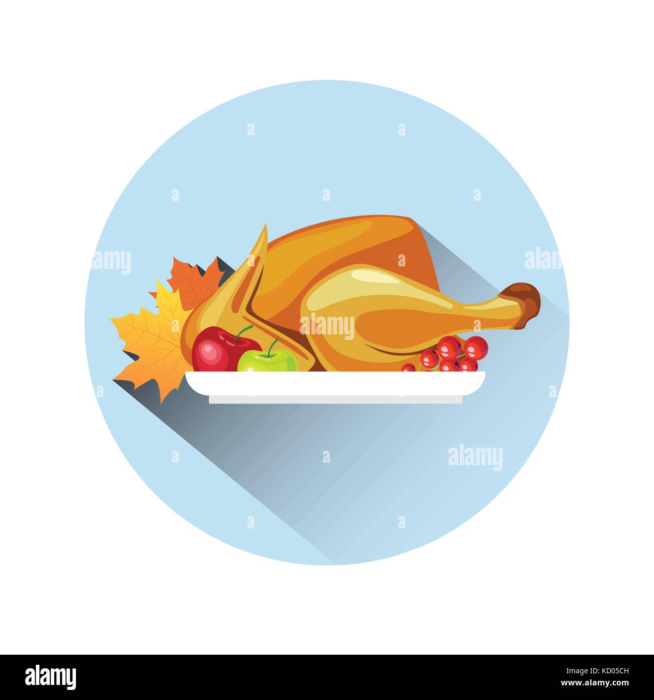 Arrosto di tacchino icona felice giorno del ringraziamento concetto tradizionale di autunno vacanza logo pasto Illustrazione Vettoriale