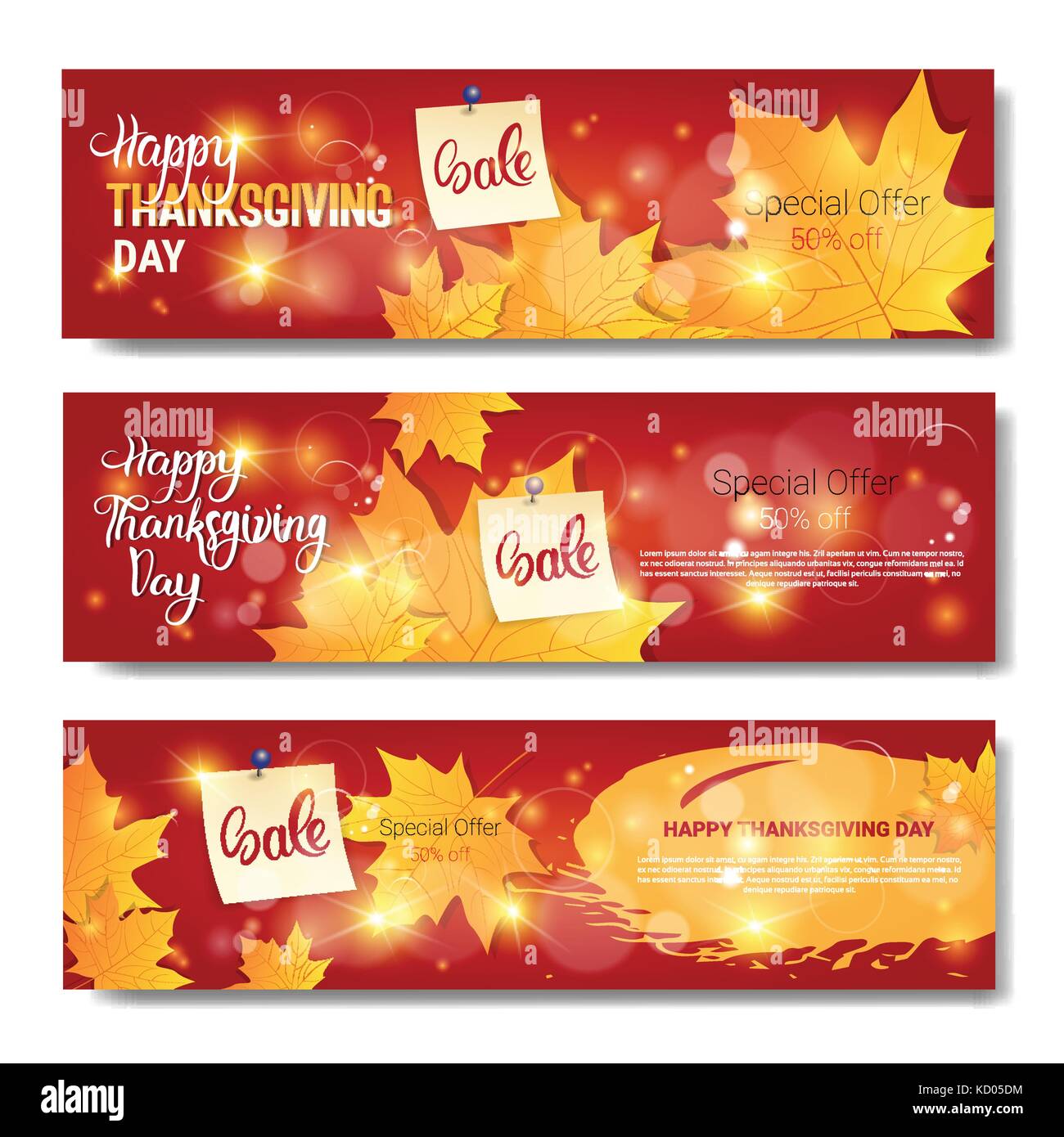 La Giornata del ringraziamento vendita tradizionale autunno vacanze shopping sconto prezzo stagionali off set di banner Illustrazione Vettoriale