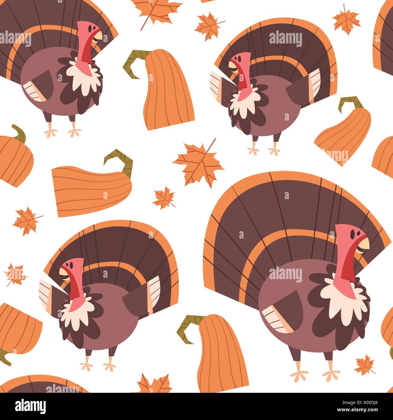Autunno seamless pattern felice giorno del ringraziamento concetto tradizionale di ornamento per le vacanze con la turchia Illustrazione Vettoriale