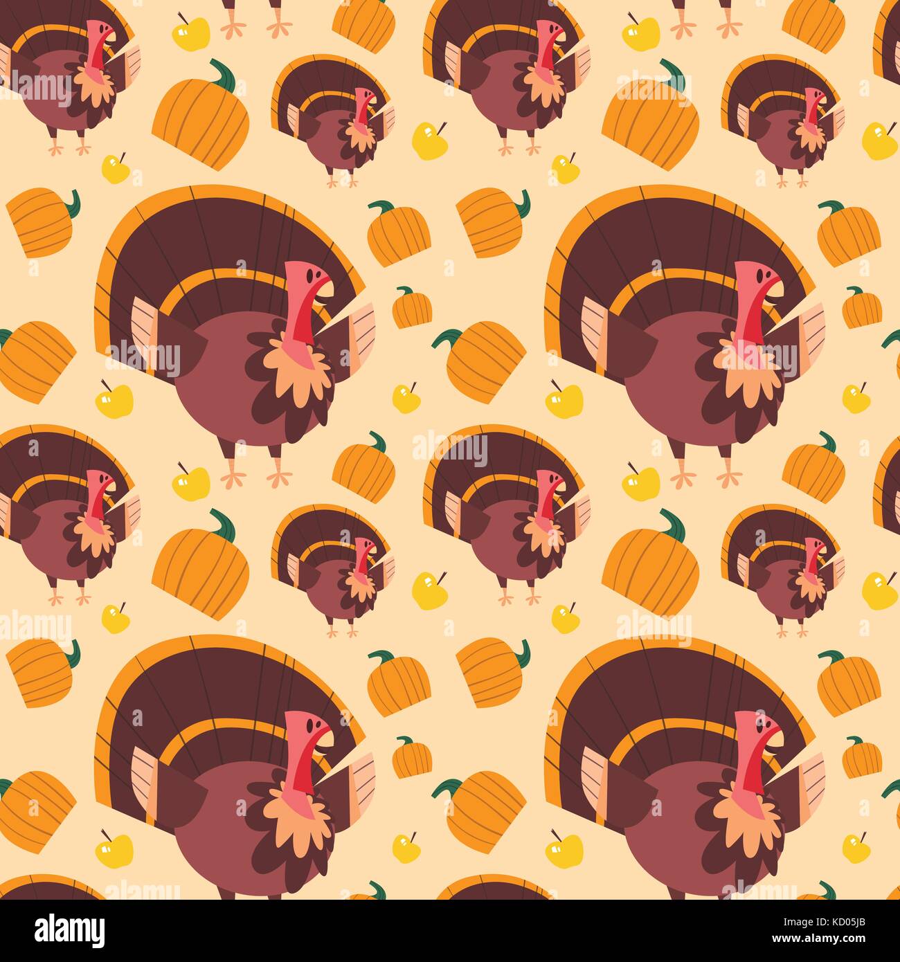 Autunno seamless pattern felice giorno del ringraziamento concetto tradizionale di ornamento per le vacanze con la turchia Illustrazione Vettoriale
