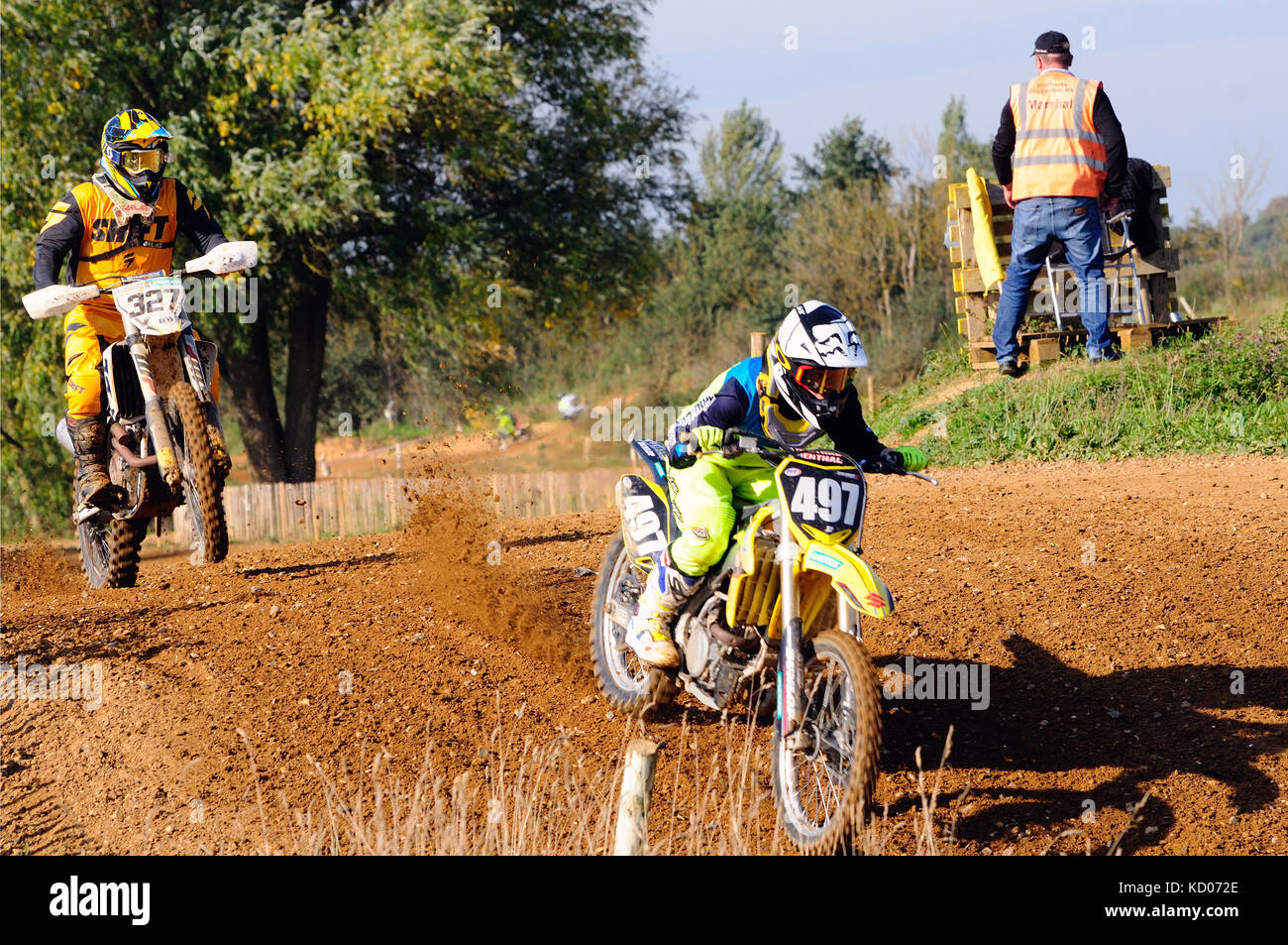 Il motocross in azione Foto Stock