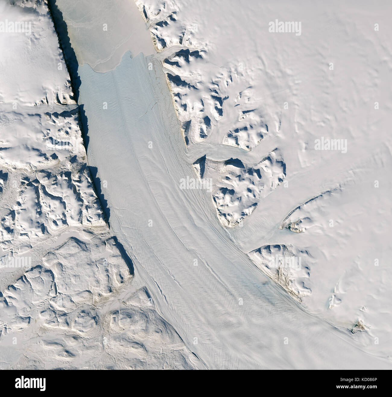 Immagine satellitare della Petermann Glacier, Groenlandia Foto Stock