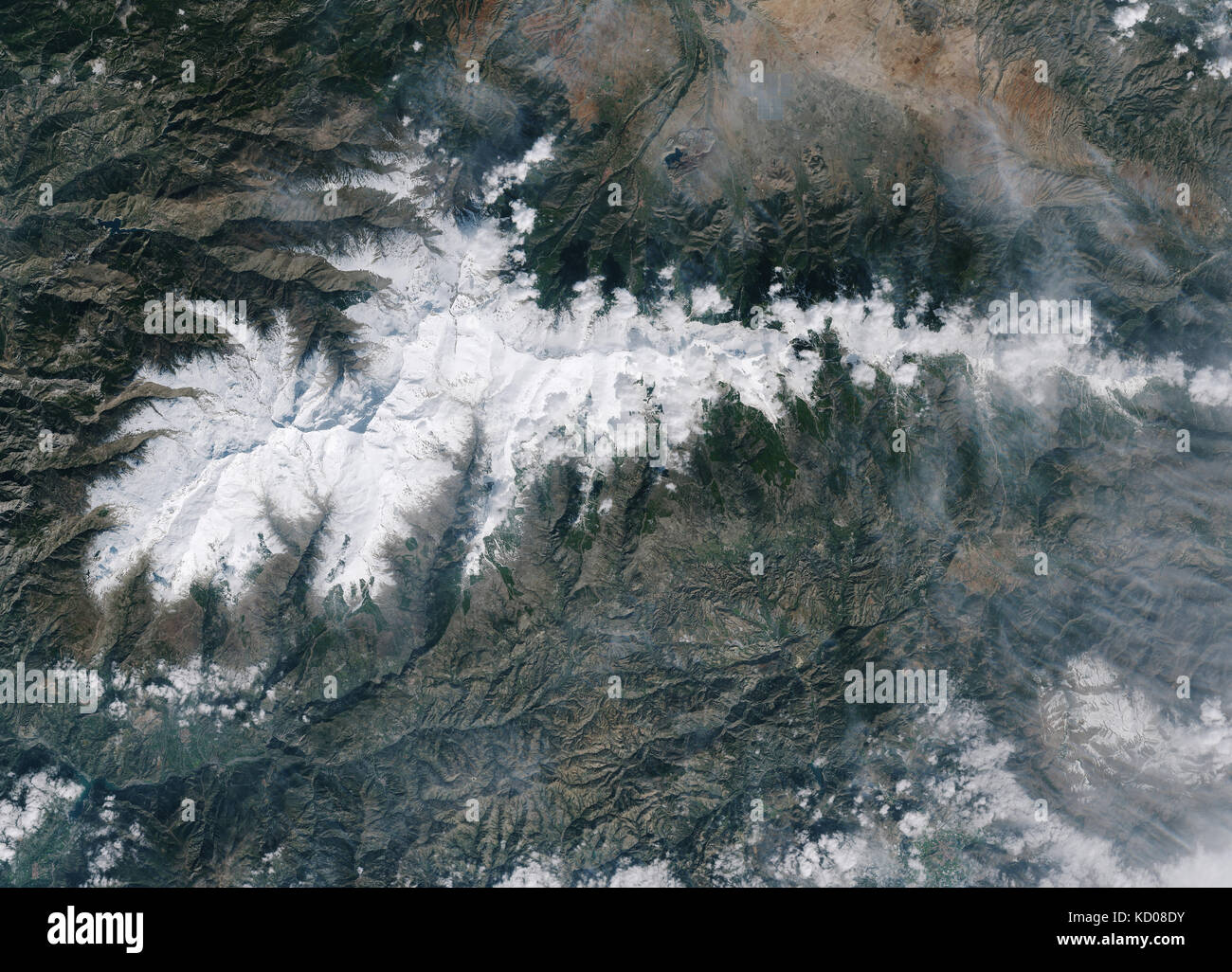 Immagine satellitare della Spagna Sierra Nevada le montagne in inverno con la neve Foto Stock